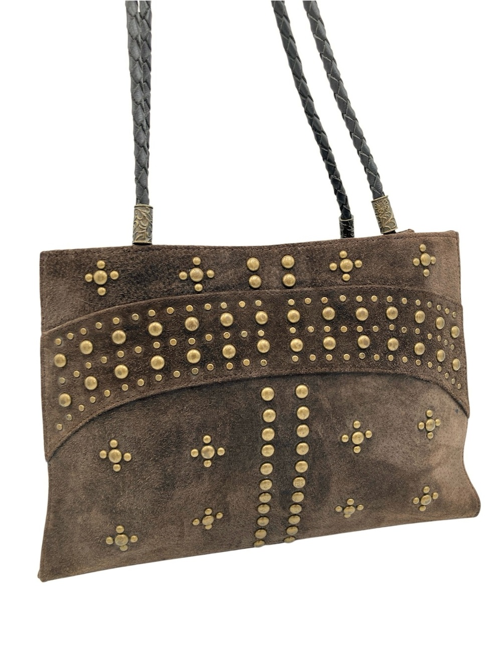 Vintage Scully Boho Studded Suede Shoulder Bag